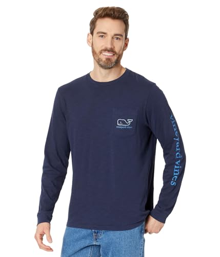 Image of vineyard vines Men's Long Sleeve Vintage Whale Pocket T-Shirt