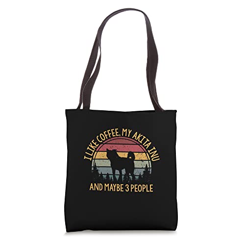 Coffee and my akita inu 3 people dog dogs saying gift Tote Bag