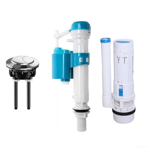 Bulevisiter Kit de repuesto para sistema de descarga de inodoro, cisterna, válvula de descarga doble, ajustable, material PP, ahorro de agua, color blanco (SKU)