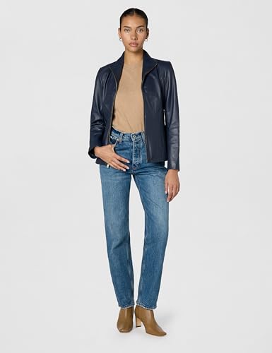 Image of Cole Haan Women's Leather Wing Collared Jacket (Standard and Plus Size)