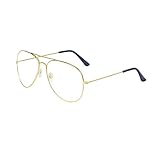 Enthält: Pilotflieger Brille Unisex *1 + Brillenetuis Schwarz *1+Brille Tuch *1