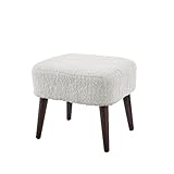 Ball & Cast 19' Wood Legs Upholstered Entryway Storage-Bench, Modern Shoe Rack Bedroom Bench, Easy Assembly Needed, White