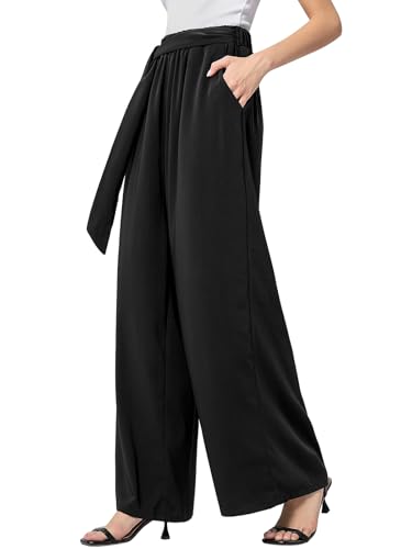 QIANXIZHAN Women's Wide Leg Pants, High Waisted Palazzo Pants Dressy Summer Flowy Casual Lounge Work Dress Pants Trousers WL