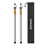 KOMCLUB Zeltstangen Teleskop Zeltstange Tarpstangen Edelstahl-Planenstangen 220 cm Gold Satz mit 2 Stück