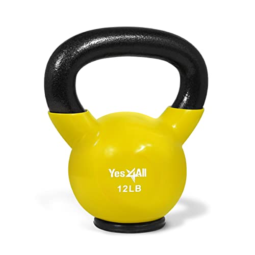 Yes4All Kettlebells Rubber Base, Kettlebell Set for Women, Strength Training Kettlebells Weights (10-65 lbs)