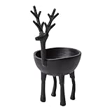 The Barrington Garage Reindeer Cast Metal Decorative Bowl, Black, Large