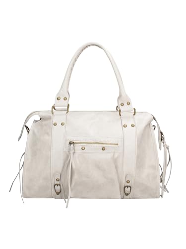 Gave Lux Sac à bandoulière, en daim véritable, pour femme Produit artisanal Fabriqué en Italie, GLX220609023FBG Cuir clair 41 x 28 x 13 cm, beige
