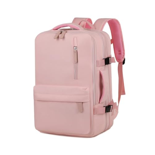 Mochila Casual Viagem Mochila Executiva Grande Expansível para Notebook Compacta, Unissex, Reforçada, Escola, Mala de Mão, Trabalho, Escritório, Academia, Moderna Viral Com USB, PREMIUM (Rosa)
