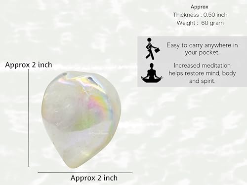 Image of Crystal Heaven Certified Aura Quartz Heart Palm Pebbles Stones For Anxiety Stress Relief Massage-Aaa Grade Original Healing Gemstone Agate Heart Palm Stone For Yoga Meditation Spiritual