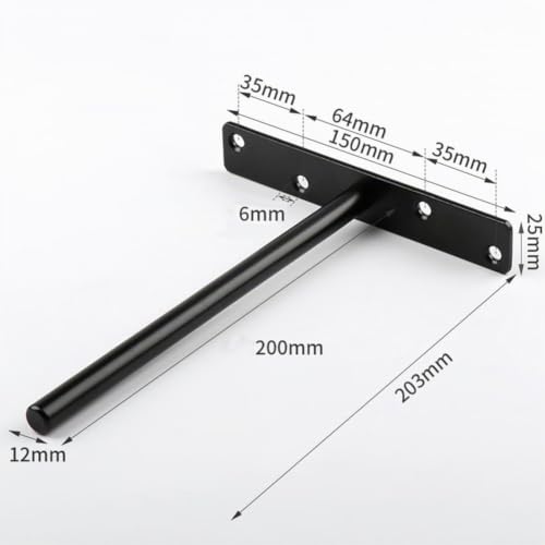 Soporte de estante tipo T escuadras ocultas para baldas de madera pared negro 5