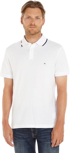 Tommy Hilfiger Herren Poloshirt Kurzarm RBW Jersey Regular Fit, Weiß...