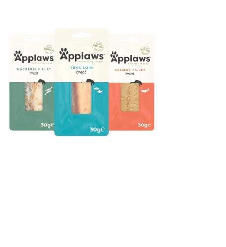 Applaws High Protein 100% Natural Cat Treats Fish Fillet Variety Selection Cat Snacks 30g (Pack of 12)