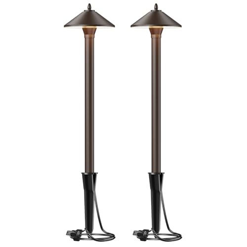 Malibu Low Voltage Pathway Lights 10W Pro Style Halogen Landscape Lighting 2Pack 2700K Warm White Path Light 12V AC Bronze Outdoor Walkway Lights for Yard Garden 8308-9103