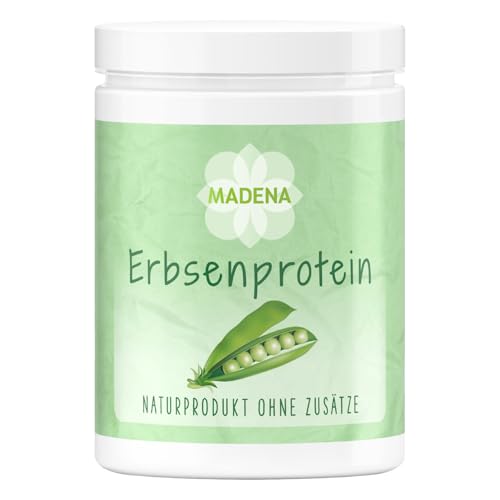 MADENA Erbsenprotein Pulver 1kg, veganes Protein mit 85% Proteingehalt, 100% Proteinisolat, extra mild und fein, glutenfrei laktosefrei