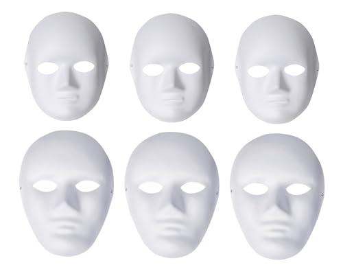 ALVOGIMOR 6 Pack Paper Mache Mask-(3 Large+3 Small) 2 Sizes