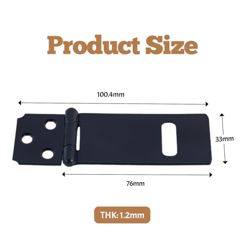 Image of 6 PCS Lock Hasp Latch 3 Inches Black Padlock Latch Lock | Black Painted Iron Sliding Door Lock with Screw for Home Patio Garden