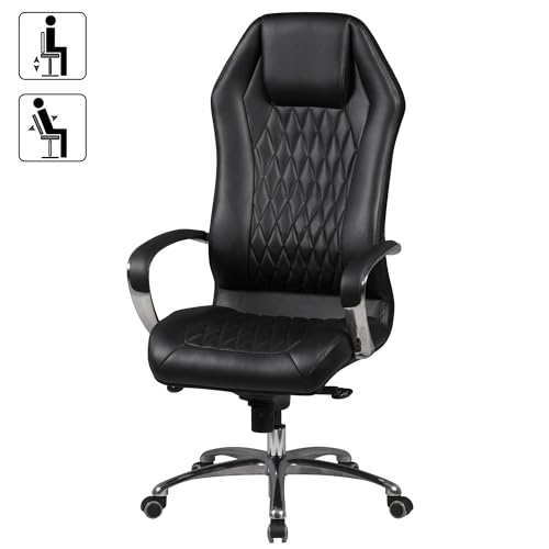 Bürostuhl aus echtem Leder von FineBuy mit ergonomischem Design
