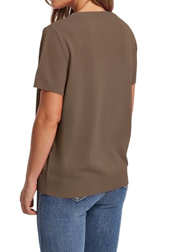 Image of WIHOLL Short Sleeve Sweater for Women Trendy Summer Tops 2026 Early Spring Fashion Business Casual Outfits