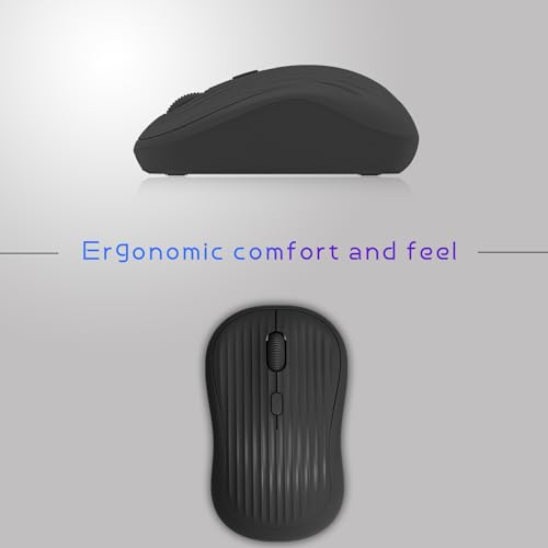 Image of ONE-UP Wireless Mouse, 2.4G + BT, Rechargeable Battery, 4-Key, DPI: 800 /1200 /1600, Silent, Type-C, USB Nano Receiver, Ergonomic, Portable, for Laptop, Chromebook, PC, Mac, Windows (Black)