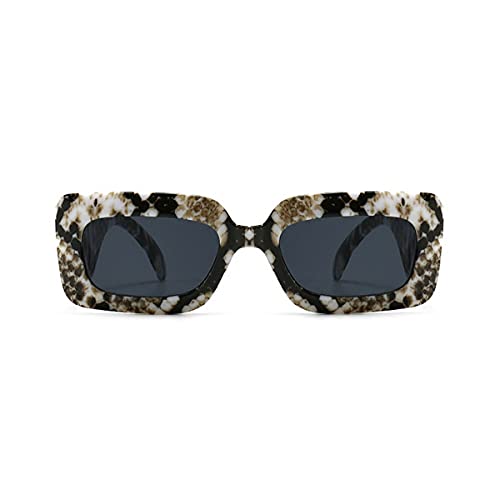 laureles/Square Snakeskin Pattern Rectangle Sunglasses Men Women Vintage Fluorescent Green Shade Glasses2