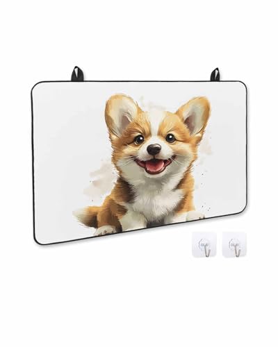 Stove Cover for Electric Stove, Cute Puppy Country Cartoon Style Brown Animal Stove Top Cover for Glass Top, Heat Rubber Mat Foldable Cooktop Cover Top Protector, 28.5