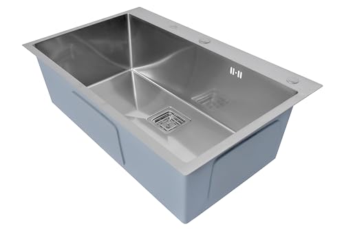 Image of CROCODILE 304 Grade Handmade HONEYCOMB Stainless Steel Single Bowl Kitchen Sink - 30 inchx18 inch - Premium Matte Finish, Rust-Free & Noise-Proof