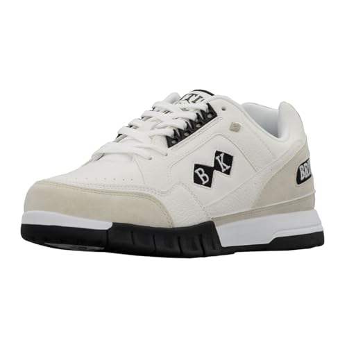 British Knights Men's Metros Retro Fashion Sneaker, White/Off White/Black, 10.5 M