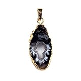 JOYA GIFT Geode Agate Druzy Natural Stone 14k Gold Plated Necklace Gifts for her