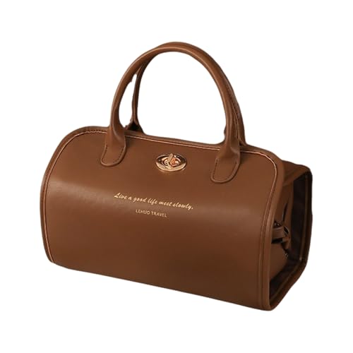cosmétique pliable portable 4 en 1 | Sac de voyage pliable pour maquillage et cosmétiques avec compartiments | Sac organisateur de maquillage de voyage détachable en cuir pour pinceaux, fond de teint,