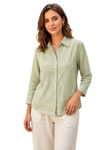 Women's Embroidered Shirt || Built-in Inner || 3/4 Sleeves || M S...