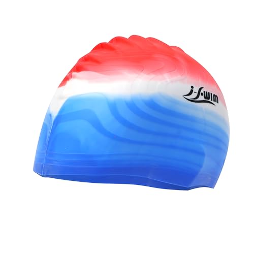 Image of I-Swim Men's Swimming Cap | for Adults Use | Fully Elastic Waterproof and Strechable | Long-Lasting Fitted | Protecting Hair from Chlorine | Material: Silicone | Size: Free | Color: Assorted