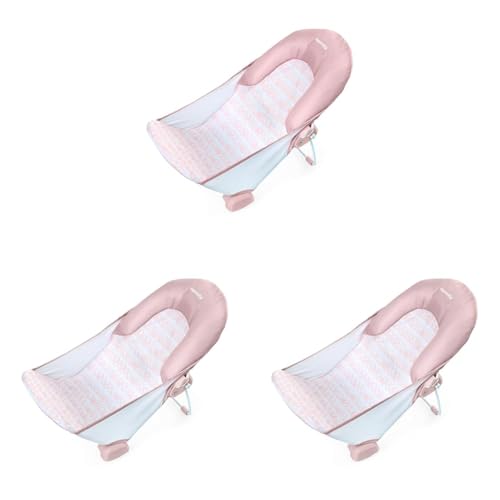 Image of Ingenuity Foldaway 2-Position Bather,2-Position Adjustable Support Baby Bath seat for Sink or Bathtub,Ages 0-6 Months,up to 20 pounds,Pink,(Pack of 3)