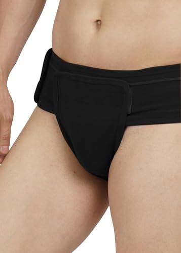 Image of Inguinal Hernia Supporter |HIGH COMPRESSION || Hook & Loop Closure || Scrotum Support || Gym & Daily Use Supporter || Relieve Pain and Swelling || Stretchable || Cotton-Lycra Fabric || Breathable Cotton-Lycra (Black, 5XL)