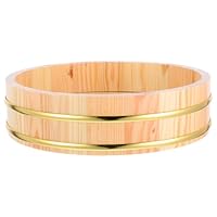 Zerodeko Hölzerne Sushi Reis Mischwanne Traditionelle Japanische Hangiri Oke für Sushi Reis Design mit Goldenen Kanten für Restaurant und Zuhause Handgefertigt