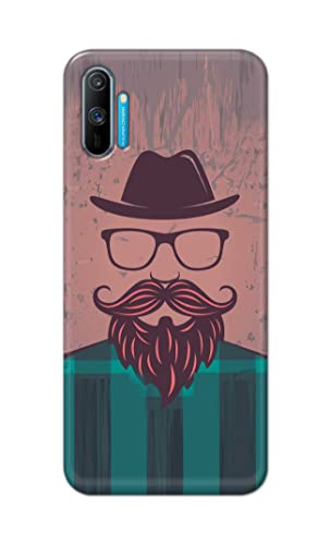 Image of PRINTFIDAA Man Icon with Beard Shirt Hipster Printed Designer Hard Case for Realme C3 Back Cover -(e) RPM1001