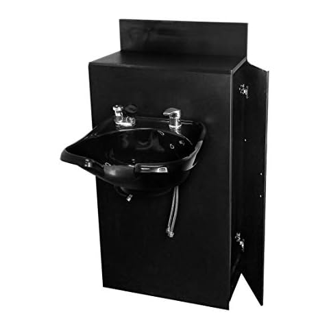 eMarkBeauty Salon ABS Plastic Shampoo Bowl Cabinet Mounted with Storage 14 inches Wide and 38 Inches High Cover