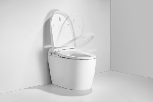 Inodoro inteligente con bidé integrado, diseño monobloque, blanco | descarga automática, asiento calefactado, boquilla autolimpiable, tapa de cierre suave, sensor sin contacto miniatura 3