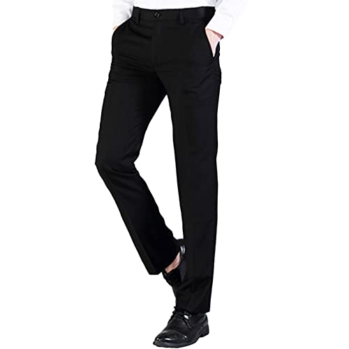 Maiyifu-GJ Mens Slim Fit Stretch Dress Pant Solid Color Skinny Comfort Suit Pant Business Wrinkle Resistant Casual Trousers