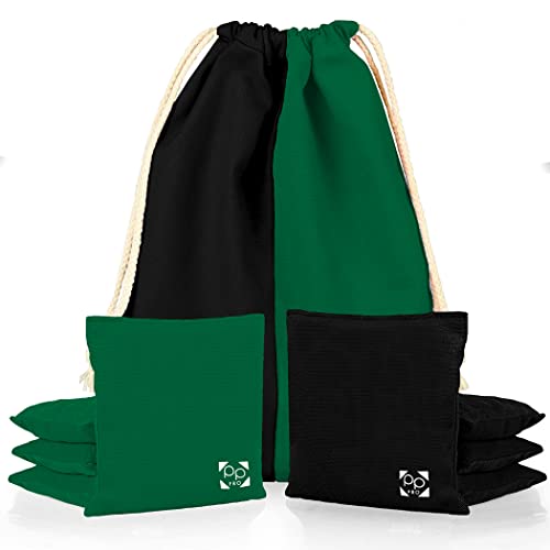 Play Platoon Professional Cornhole Bags - Set of 8 Regulation All Weather Two Sided Improved Bean Bags for Pro Corn Hole Game - 4 Kelly Green & 4 Black