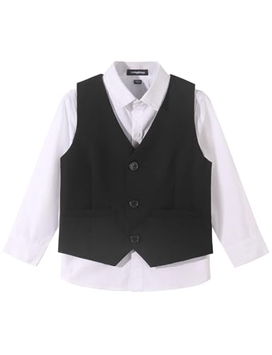 Spring&Gege Boy's Formal Suit Vest Solid Dress Waistcoat Vest with Pockets, Size 4-14 Years4