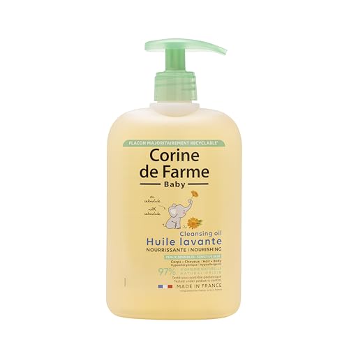 Corine de Farme, Huile Lavante Nourrissante 500ml pour Bébé, Extrait de Calendula, Hypoallergénique, Nettoyage Doux pour Peau Sèche à Très Sèche,...