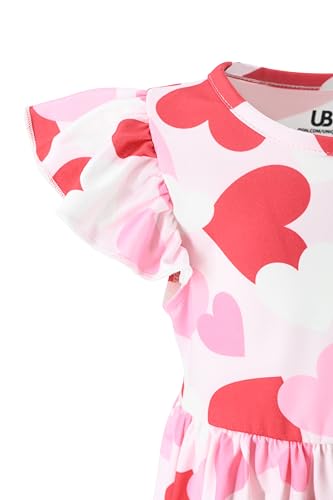 Image of Unique Baby Girls' Short Sleeve Everyday Printed Dresses for Kid and Toddler, Sizes 2T-12Y