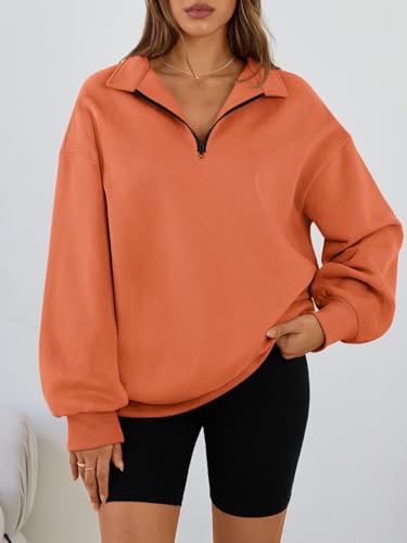 Image of Trendy Queen Women's Oversized Half Zip Fleece Sweatshirts-Cozy Pullover, Sweaters for Fall Winter