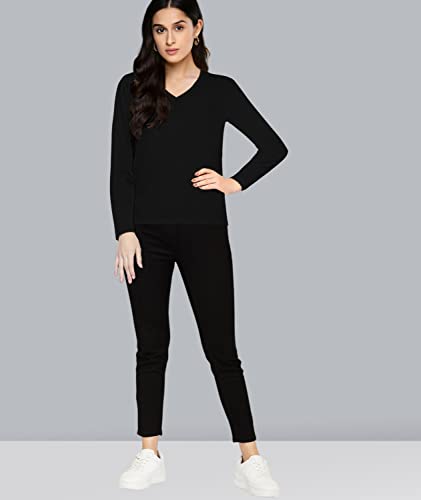 Image of Premium Plain Women V Neck Full Sleeves Cotton Tshirt. Festive,Offer,Discount,Sale,Limited Edition, Trending Tees and Tshirts.