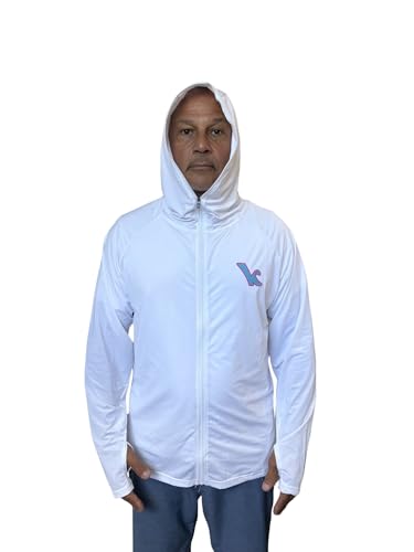 KiteKulture Logo Jacket White Zippered with Hood UV Protection for Kitesurfing Kiteboarding Surfing Paddle Boarding Foiling (Extra Large)
