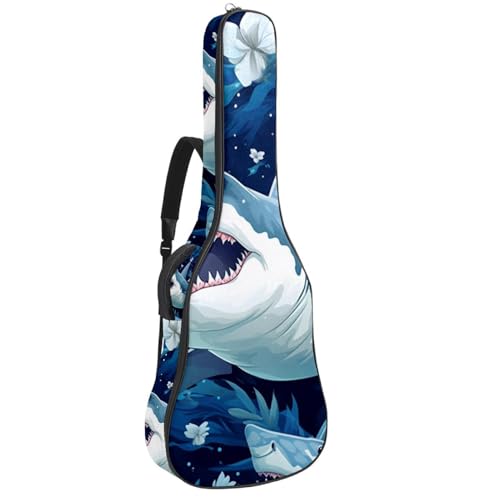 Housse de guitare acoustique 109 cm imperméable sac à dos Oxford avec motif requin