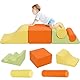 EULEUY Kinder Kletterrampe mit Rutsche, Weichschaum Spielmodul Set, Orange-Gelb-Grün, Indoor Aktivitätsspielzeug