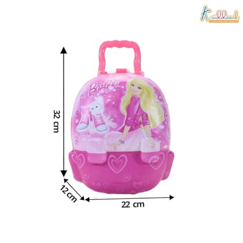 Image of Barbie Backpack Dressing Gift Set for Kids - 2-in-1 Portable Pretend Play Makeup & Vanity Set with Electronic Dryer, 13+ Accessories, Safe & Durable Educational Toy for Girls Ages 3+