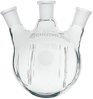 Chemglass CG-1525-A-02 Series CG-1525-A Heavy Wall Round Bottom Flask, 3-Neck, Morton Type, 14/20-14/20 Joints, Angled 20Â°, 100 mL Capacity
