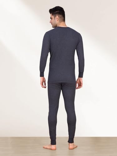 Image of Lux Inferno Men's Thermal Set | Full Sleeve Round Neck Top & Bottom Winter Innerwear | Soft & Warm Cotton Fabric